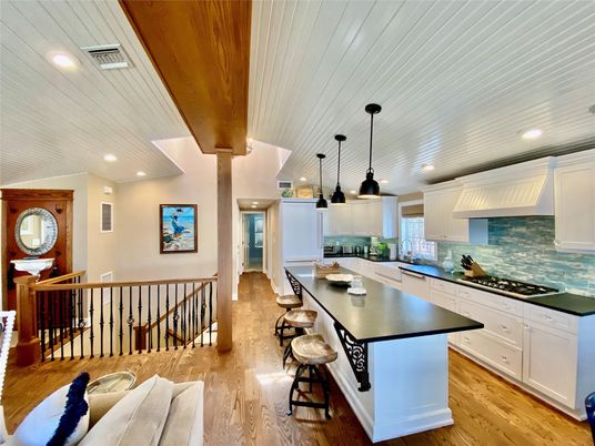 Interior, Kitchen, Pendant Lights, Recessed Lighting, Wood Texture Flooring