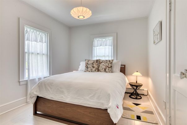 Bedroom, Interior, Pendant Lights, Wood Texture Flooring