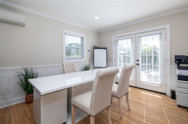 Home Office, Interior, Recessed Lighting, Wood Texture Flooring