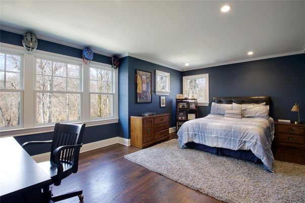Bedroom, Home Office, Interior, Recessed Lighting, Wood Texture Flooring