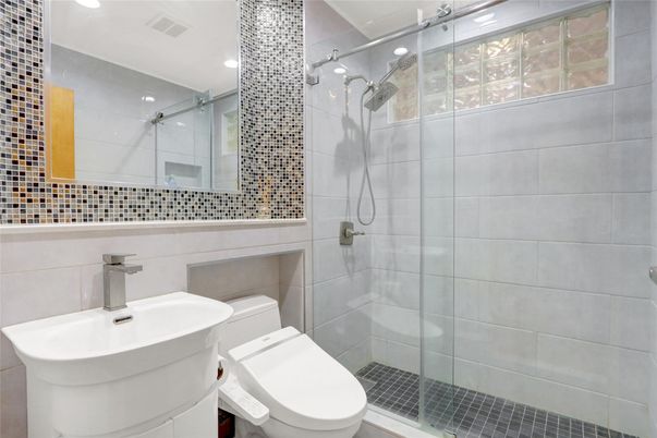 Bathroom, Glass Shower, Interior, Recessed Lighting