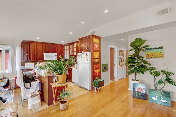 Interior, Kitchen, Recessed Lighting, Wood Texture Flooring
