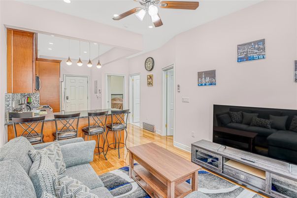 Interior, Kitchen, Living room, Pendant Lights, Recessed Lighting, Wood Texture Flooring