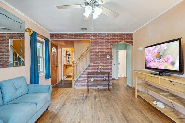 Interior, Stone Walls, Wood Texture Flooring