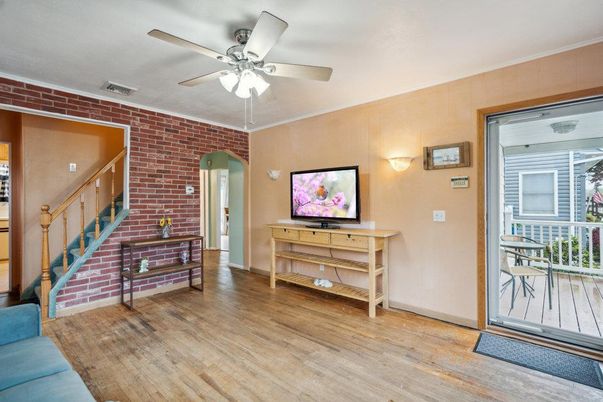 Interior, Stone Walls, Wood Texture Flooring