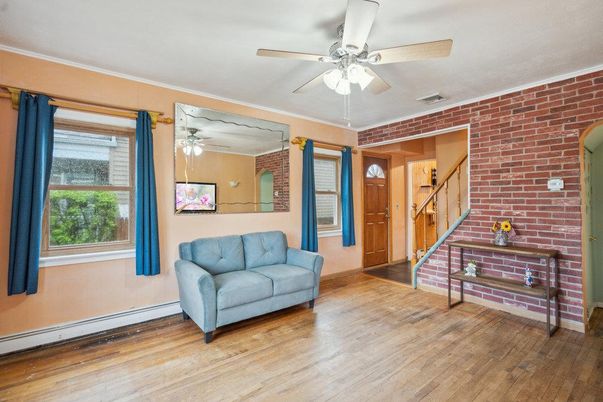 Interior, Stone Walls, Wood Texture Flooring