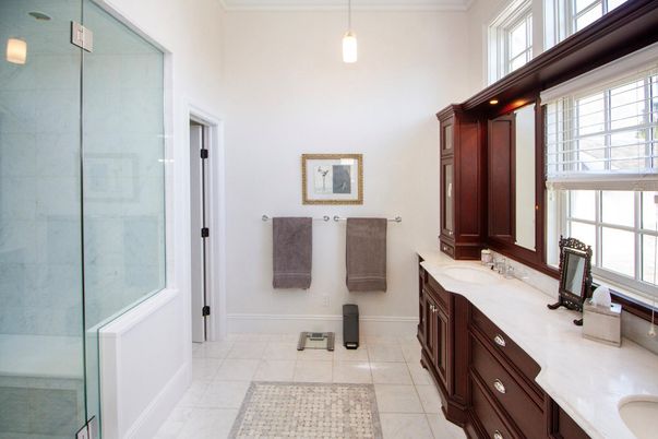 Bathroom, Glass Shower, Interior, Pendant Lights