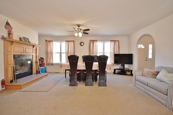 Dining room, Fireplace, Interior, Living room