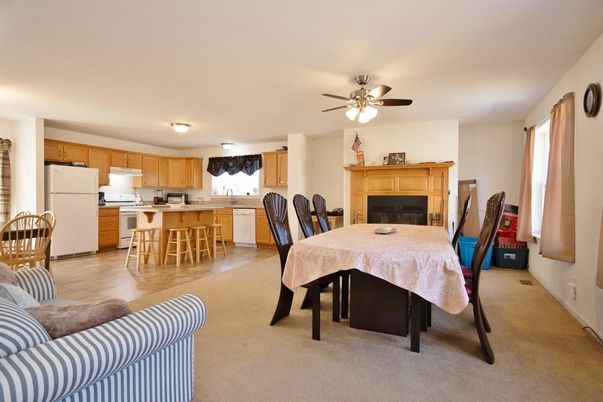 Dining room, Fireplace, Interior, Kitchen