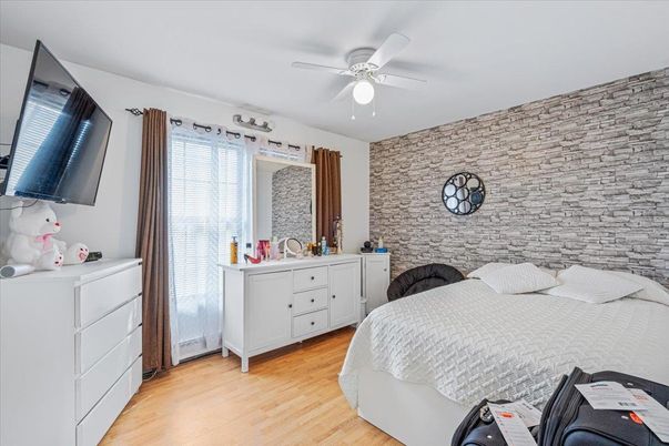 Bedroom, Interior, Stone Walls, Wood Texture Flooring