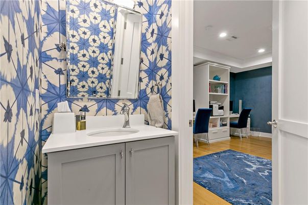 Bathroom, Interior, Recessed Lighting, Wood Texture Flooring