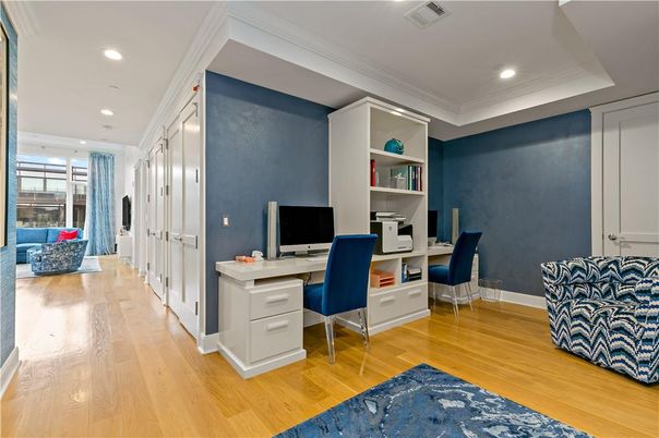 Home Office, Interior, Recessed Lighting, Wood Texture Flooring