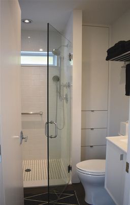 Bathroom, Glass Shower, Interior, Recessed Lighting