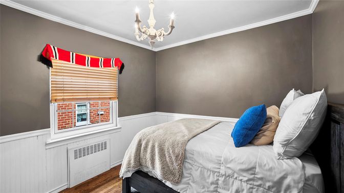 Bedroom, Chandelier, Interior, Wood Texture Flooring