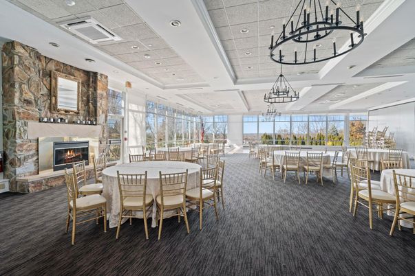 Chandelier, Dining room, Fireplace, Interior, Recessed Lighting, Stone Walls