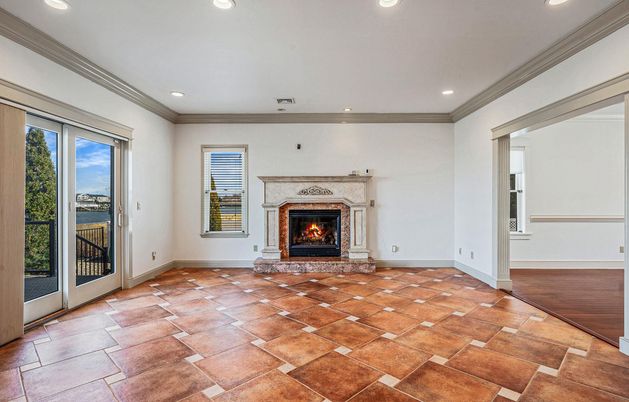 Empty room, Fireplace, Interior, Recessed Lighting