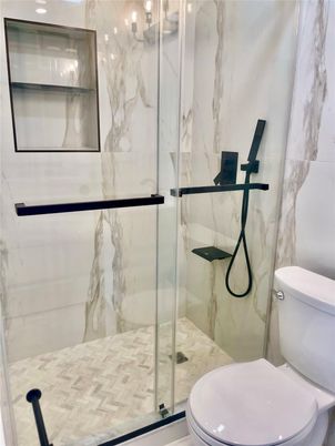 Bathroom, Glass Shower, Interior, Marble Walls