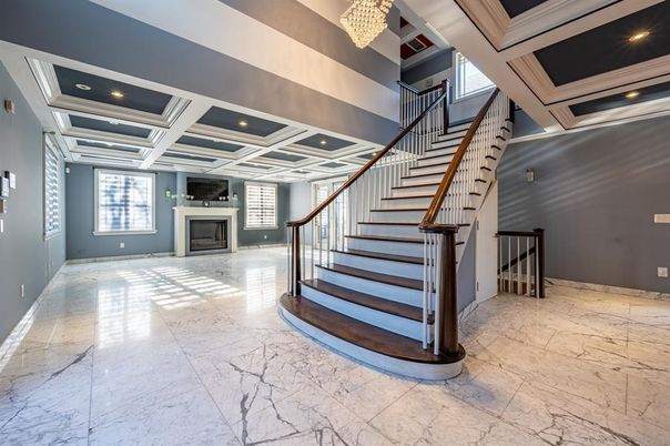 Fireplace, Interior, Marble, Recessed Lighting
