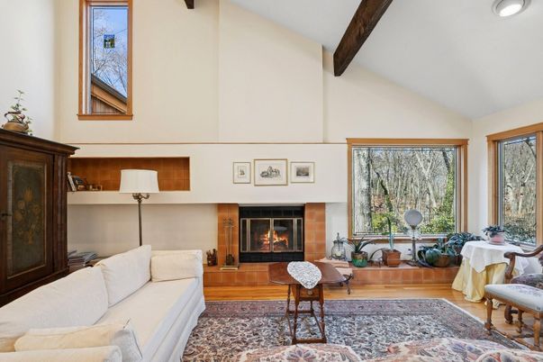 Fireplace, Interior, Living room, Wooden Beams, Wood Texture Flooring