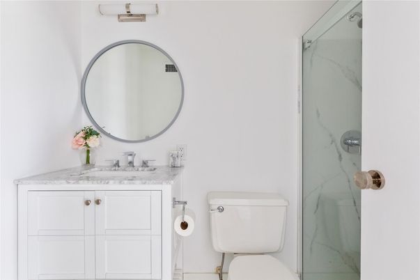 Bathroom, Glass Shower, Interior, Marble Walls