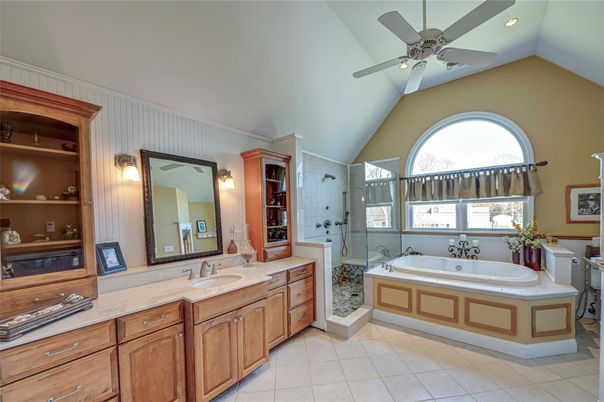 Bathroom, Dual Sink Vanities, Glass Shower, Interior, Recessed Lighting