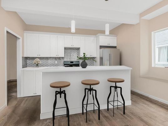 Interior, Kitchen, Pendant Lights, Wood Texture Flooring