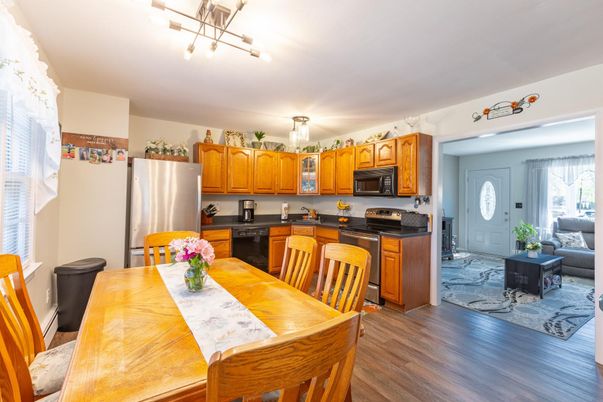 Dining room, Interior, Kitchen, Living room, Wood Texture Flooring