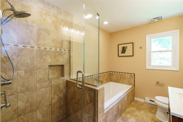Bathroom, Glass Shower, Interior, Recessed Lighting