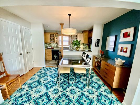 Dining room, Interior, Kitchen, Pendant Lights, Wood Texture Flooring