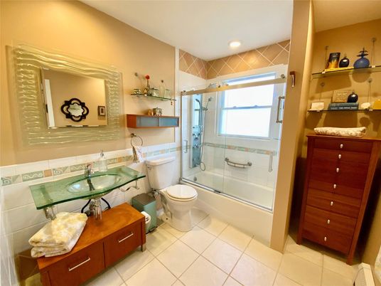 Bathroom, Glass Shower, Interior, Recessed Lighting