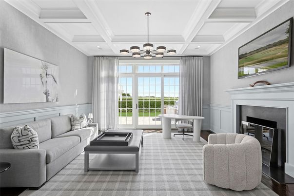 Fireplace, Home Office, Interior, Living room, Pendant Lights, Recessed Lighting
