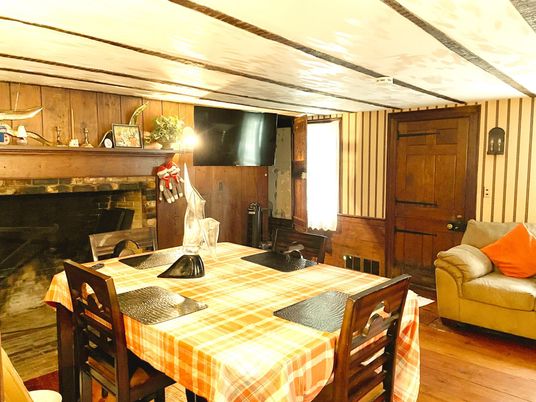 Dining room, Interior, Wood Texture Flooring, Wooden Walls