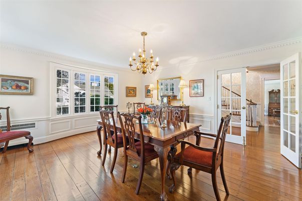 Chandelier, Dining room, Interior, Wood Texture Flooring