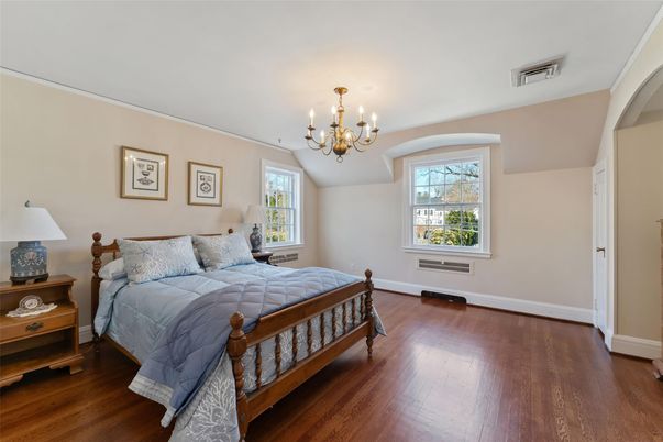 Bedroom, Chandelier, Interior, Wood Texture Flooring