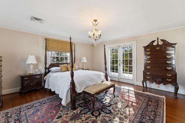 Bedroom, Chandelier, Interior, Wood Texture Flooring