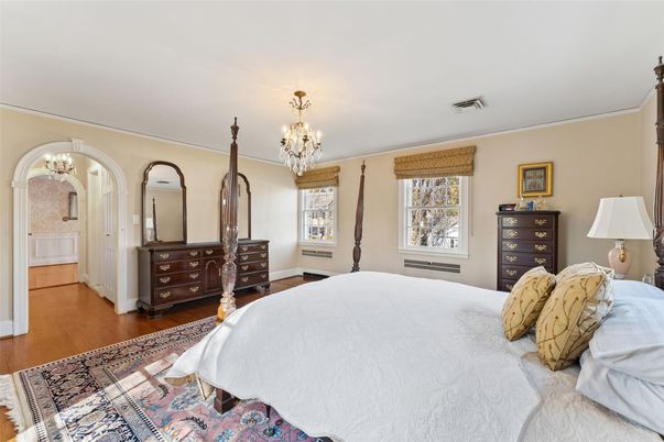Bedroom, Chandelier, Interior, Wood Texture Flooring