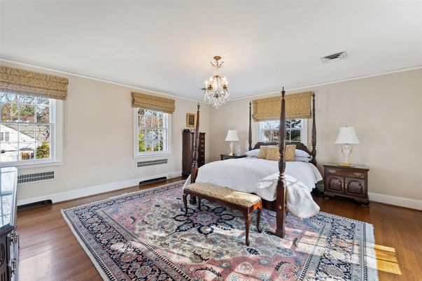 Bedroom, Chandelier, Interior, Wood Texture Flooring
