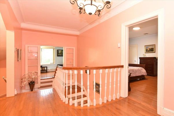 Bedroom, Chandelier, Interior, Recessed Lighting, Wood Texture Flooring