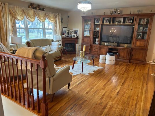 Chandelier, Fireplace, Interior, Living room, Wood Texture Flooring