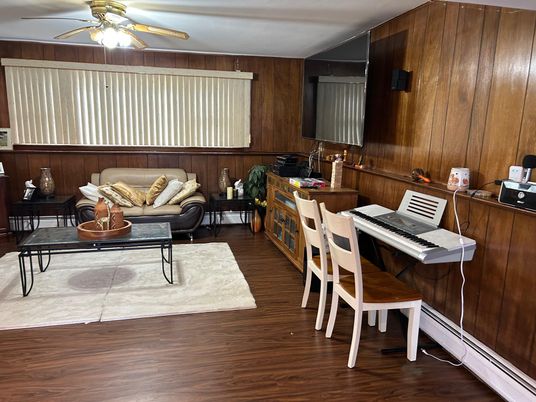 Dining room, Interior, Living room, Piano, Wood Texture Flooring, Wooden Walls