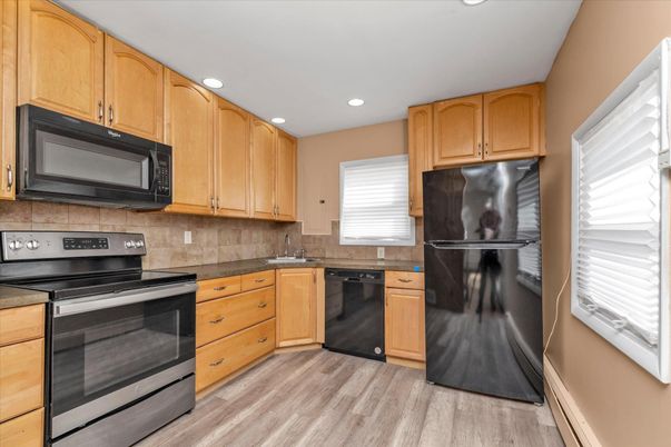 Interior, Kitchen, Recessed Lighting, Wood Texture Flooring