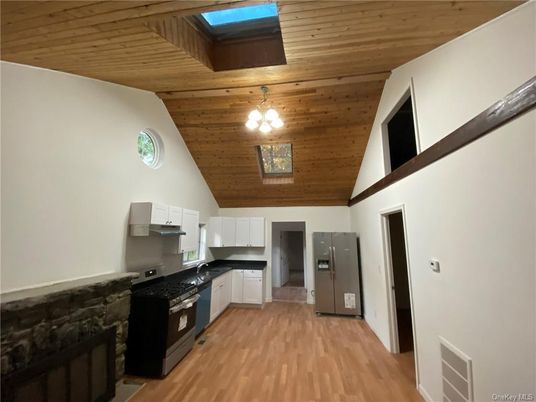Interior, Kitchen, Pendant Lights, Wooden Ceilings, Wood Texture Flooring