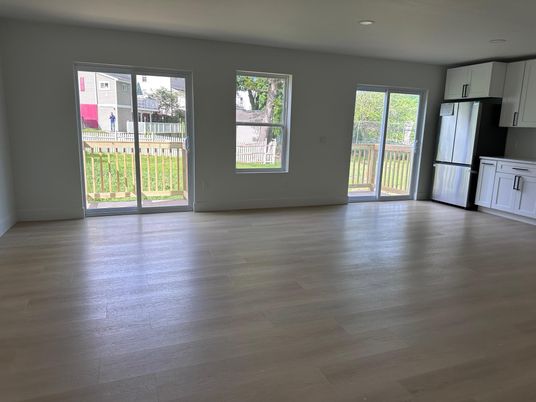 Empty room, Interior, Kitchen, Recessed Lighting, Wood Texture Flooring