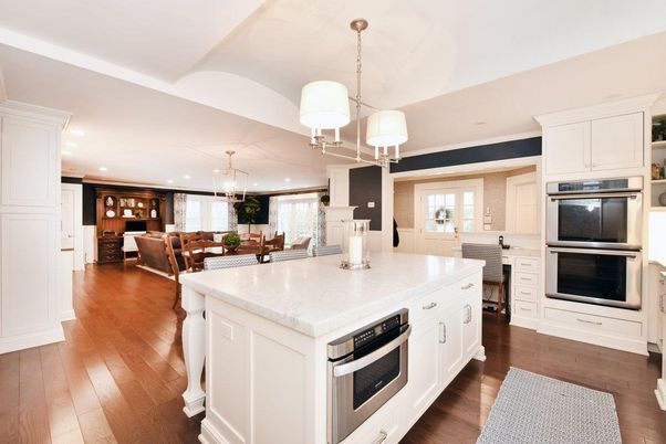Dining room, Interior, Kitchen, Living room, Pendant Lights, Recessed Lighting, Stainless Steel Appliances, Wood Texture Flooring