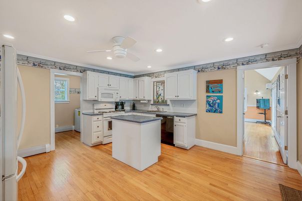 Interior, Kitchen, Recessed Lighting, Wood Texture Flooring