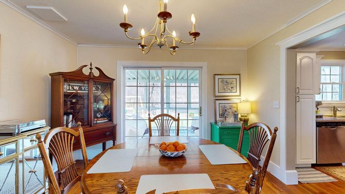 Chandelier, Dining room, Interior, Wood Texture Flooring