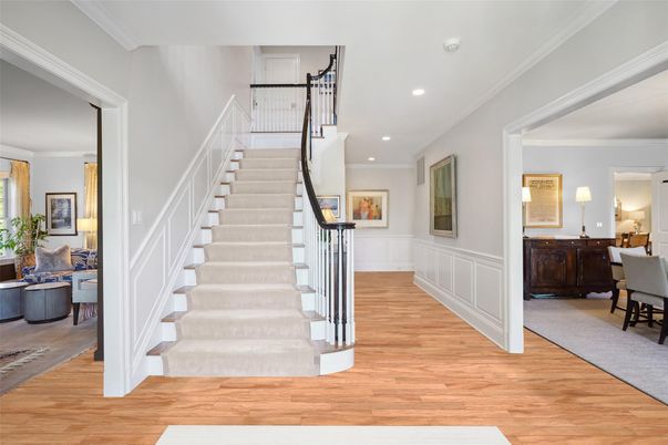 Dining room, Interior, Recessed Lighting, Wood Texture Flooring