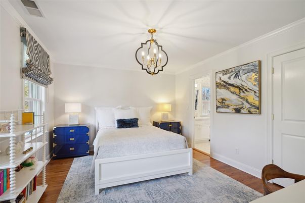 Bedroom, Chandelier, Interior, Wood Texture Flooring