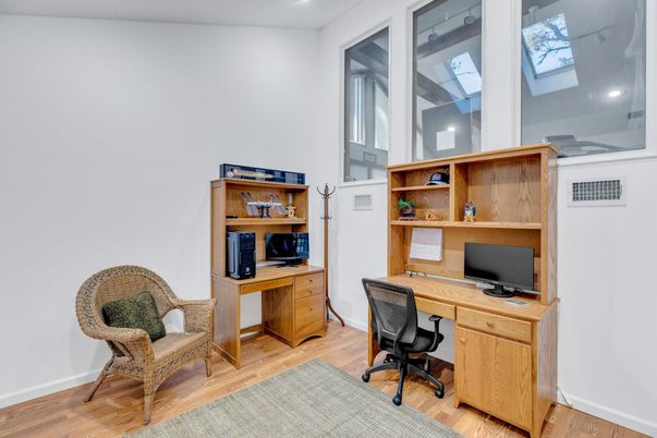 Home Office, Interior, Recessed Lighting, Wood Texture Flooring