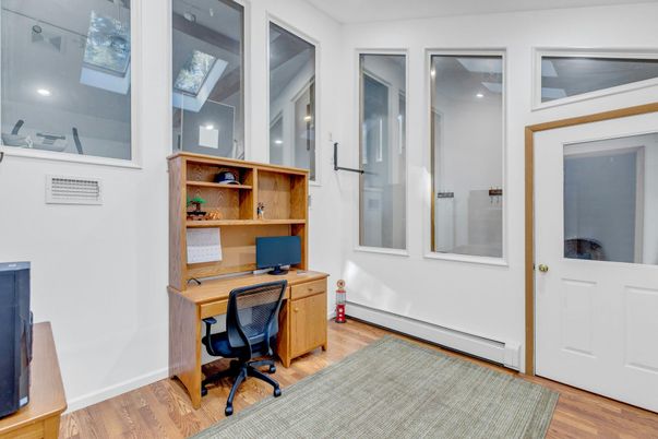 Home Office, Interior, Recessed Lighting, Wood Texture Flooring
